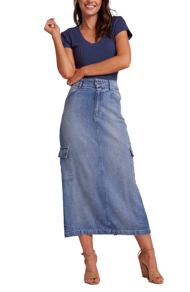 Cloth & Stone Cargo Long Denim Skirt, Alternate, color, Pacific Salt Wash