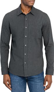 W.R.K Reworked Slim Fit Heathered Charcoal Grey Cotton Button-Up Shirt