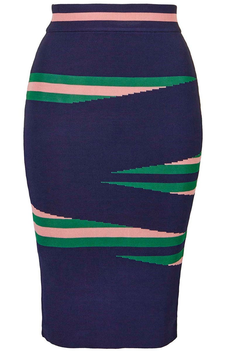 Topshop 'Eraser Stripe' Tube Skirt, Alternate, color, 