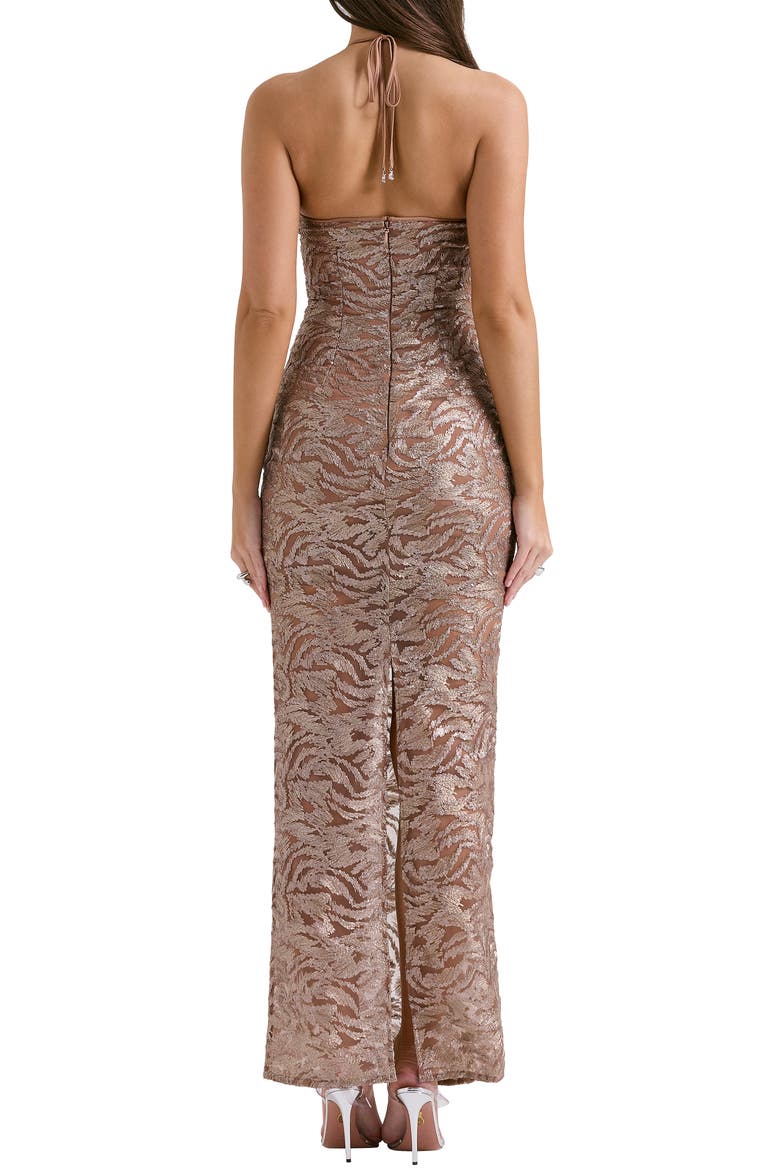 Giada Beaded Halter Gown, Alternate, color, ROSE GOLD