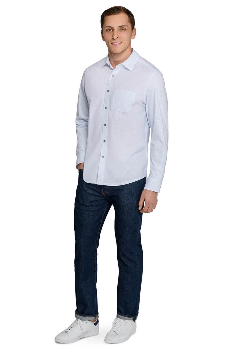 W.R.K Slim Fit Micro Dash Reworked Button-Up Shirt, Alternate, color, White/ Blue