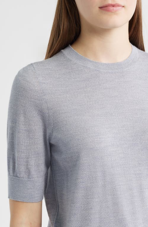 Hugo Boss Boss Farbella Short Sleeve Virgin Wool Sweater In Gray