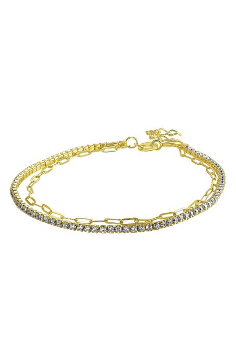 Cubic Zirconia & Link Chain Layered Bracelet