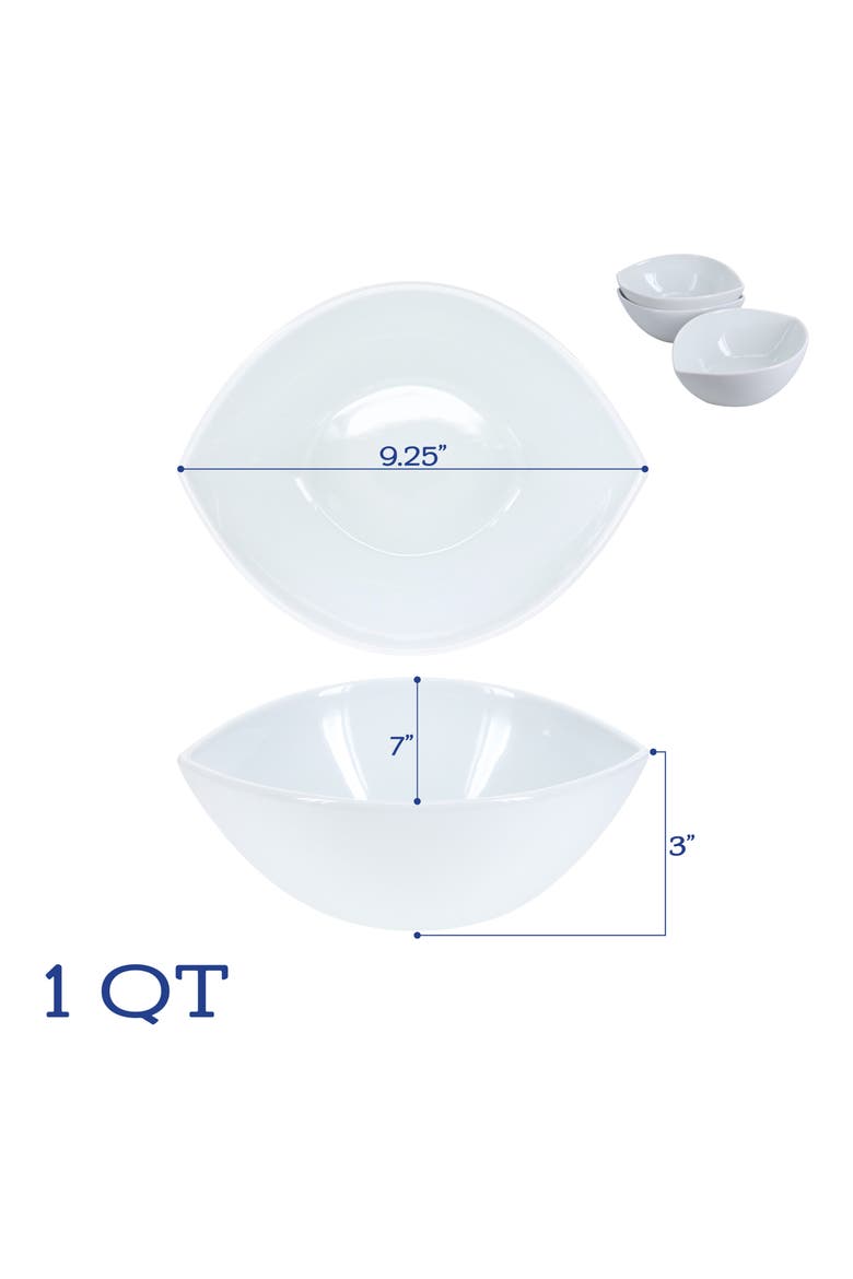 Set of 3 Split Oval Bowls, Alternate, color, WHITE