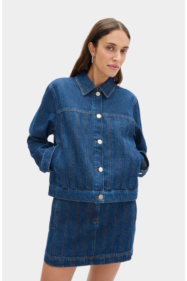 Hestia Denim Jacket, Alternate, color, OCEAN BLUE