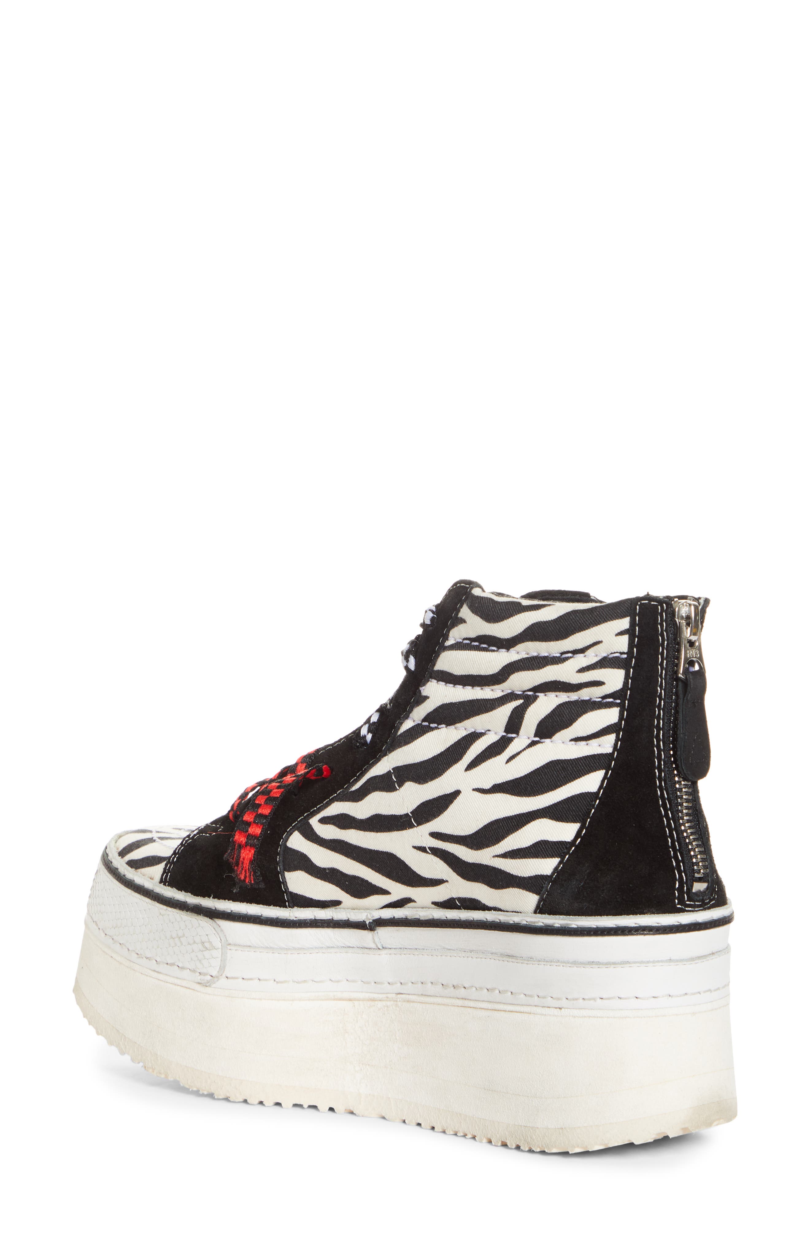 R13 Zebra Print Platform High Top Sneaker, Alternate, color, 