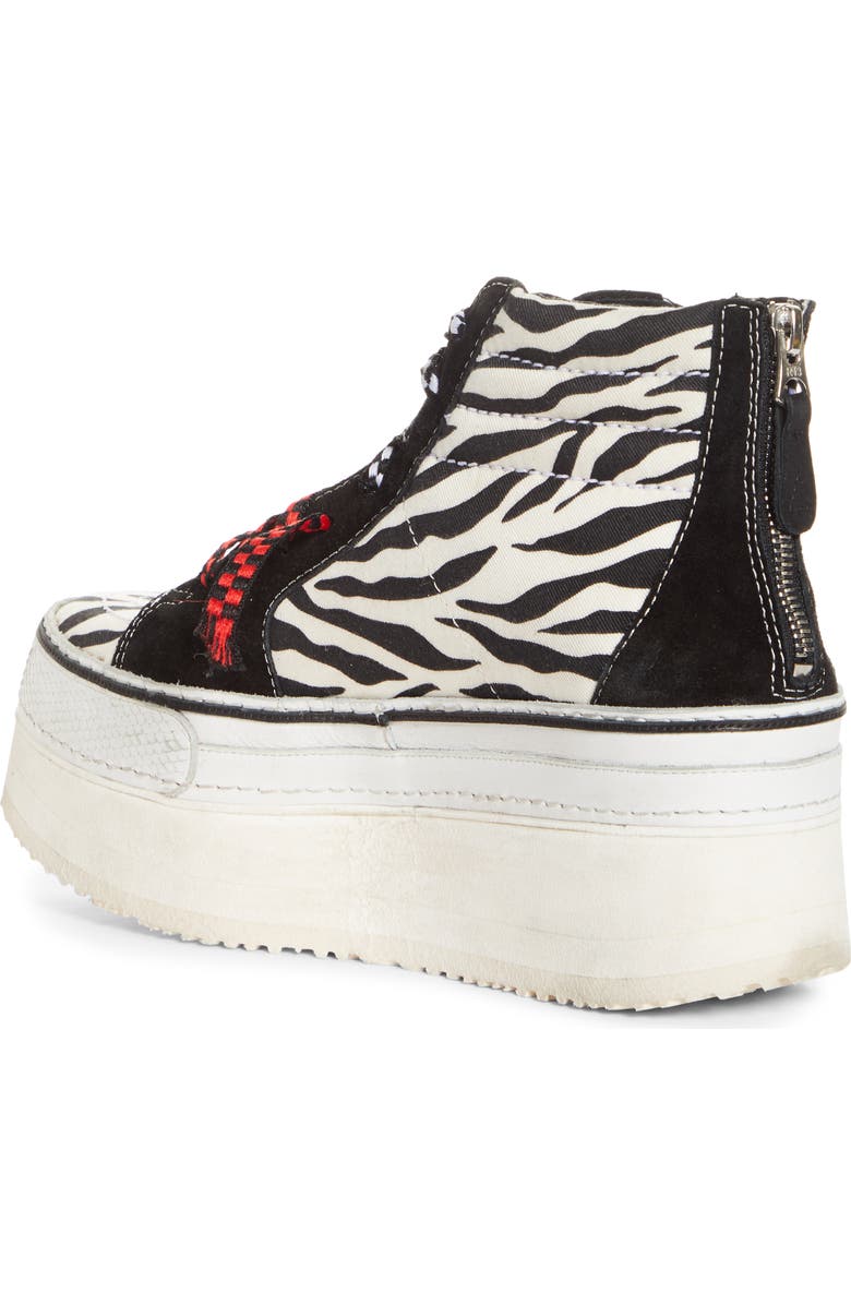 R13 Zebra Print Platform High Top Sneaker, Alternate, color,