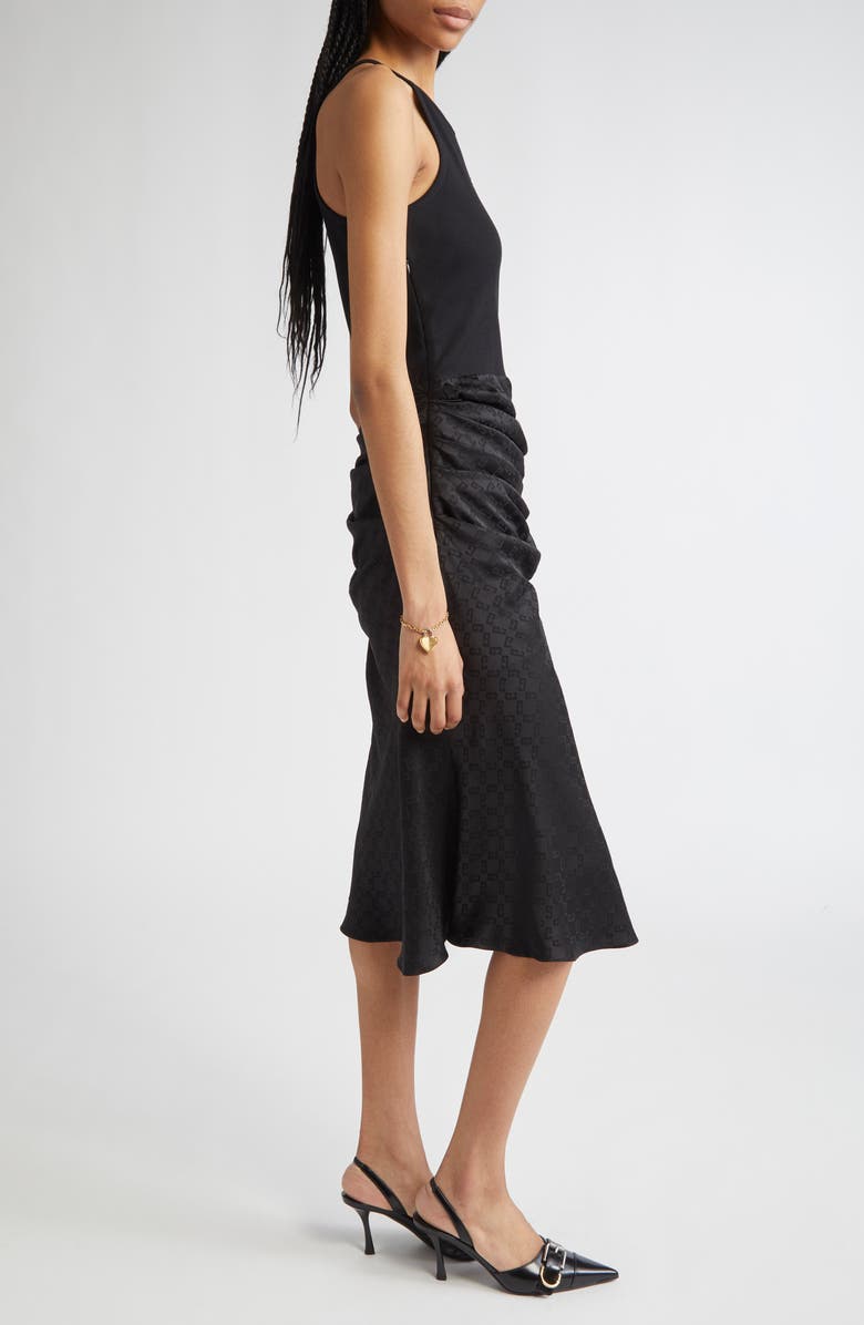 Givenchy Mixed Media Midi Dress, Alternate, color, Black
