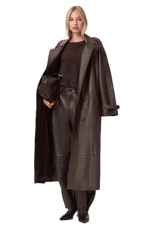 Allsaints Reed Leather Trench Coat In Brown
