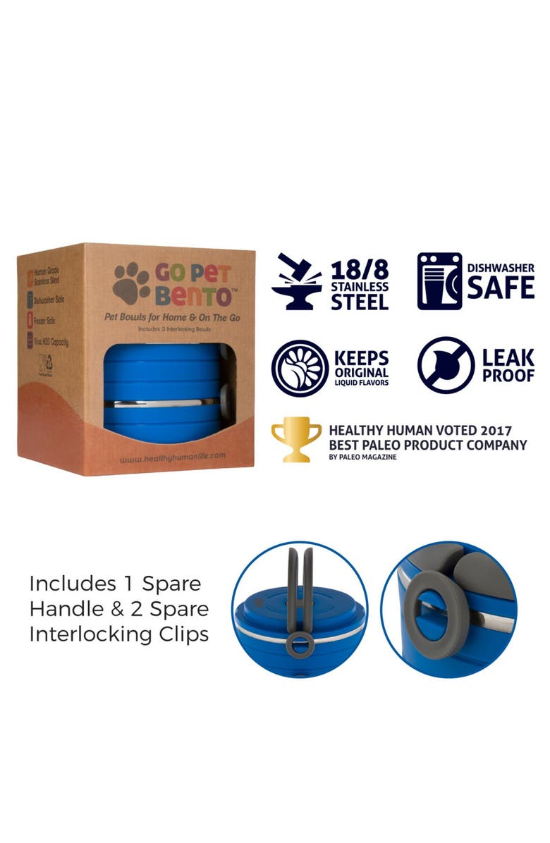 Healthy Human Travel Dog Bowls, Set of 3 Interlocking Bowls, Alternate, color, Multicolored