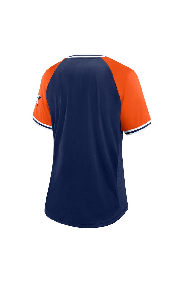 FANATICS Women's Fanatics Branded Navy Houston Astros Glitz & Glam League Diva Raglan V-Neck T-Shirt, Alternate, color,