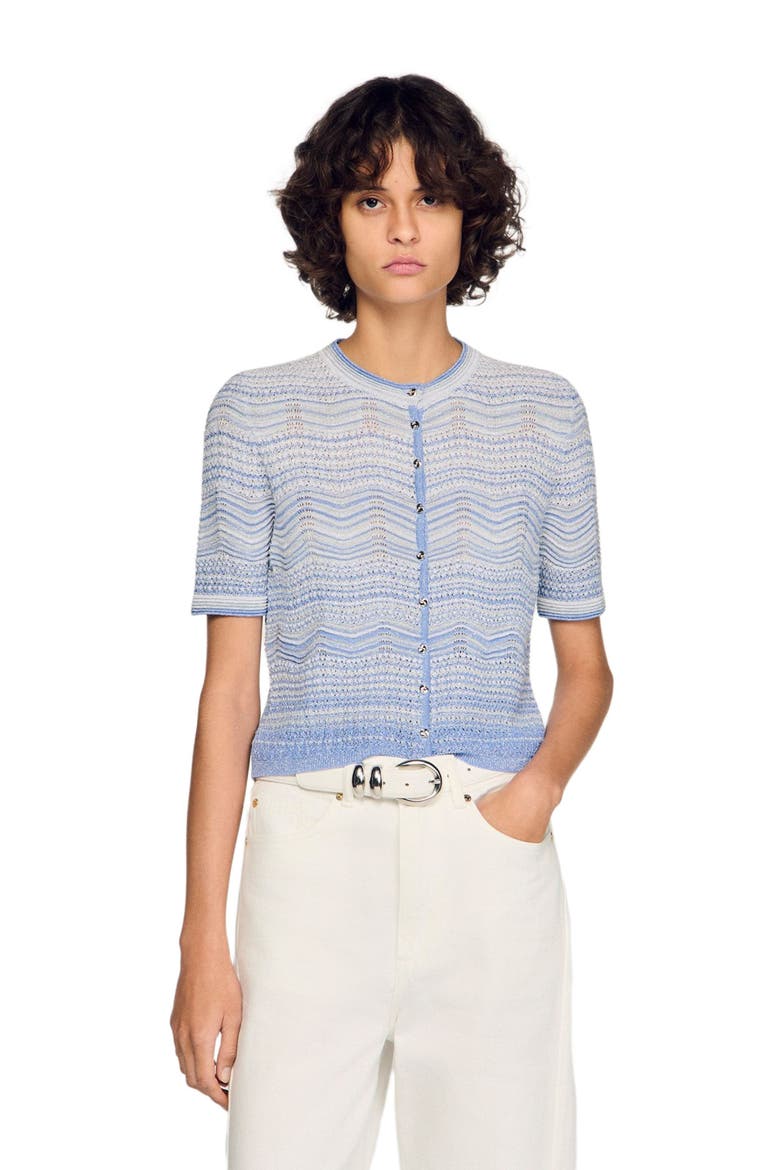 Fancy knit cardigan, Main, color, Sky blue