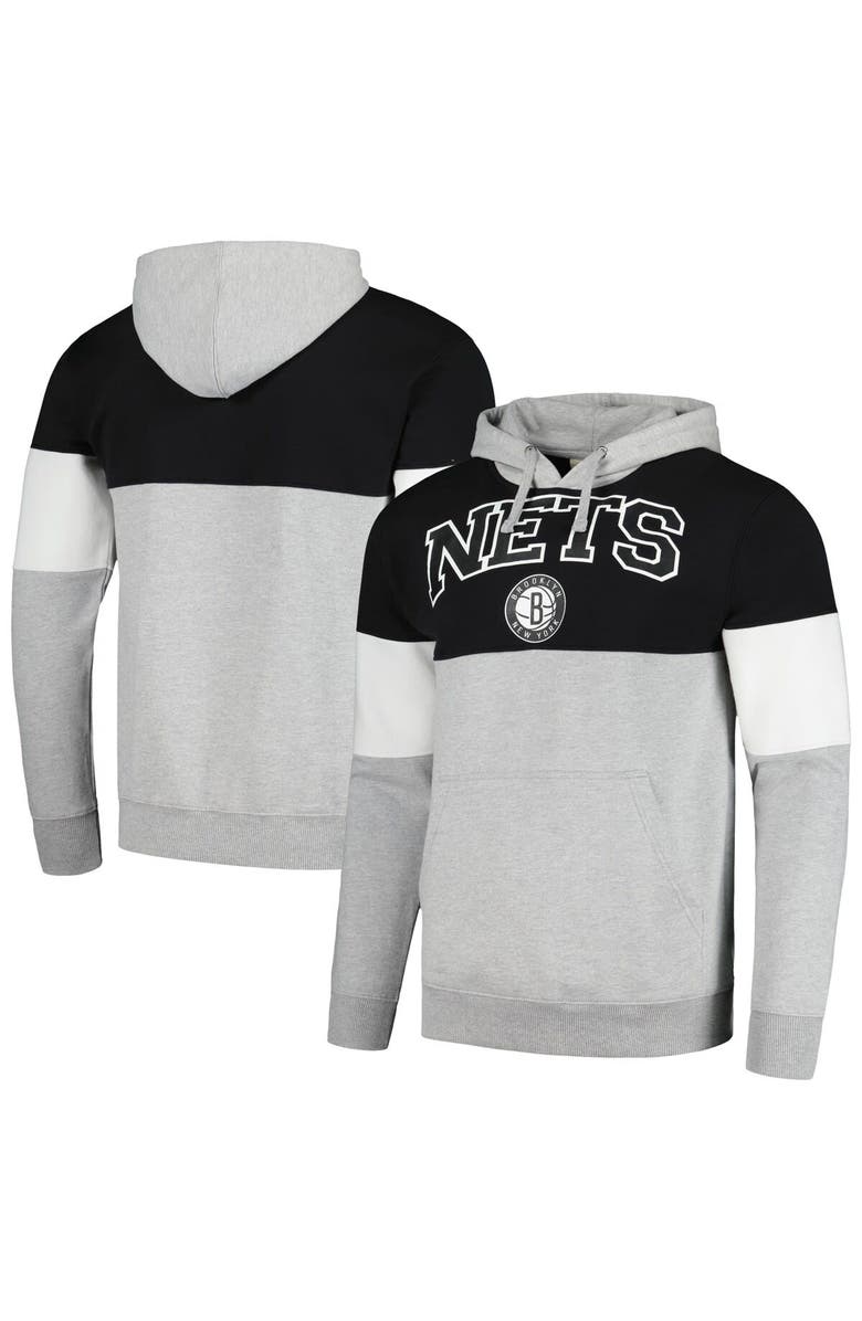 FANATICS Men's Fanatics Branded Black Brooklyn Nets Contrast Pieced Pullover Hoodie, Alternate, color, Black
