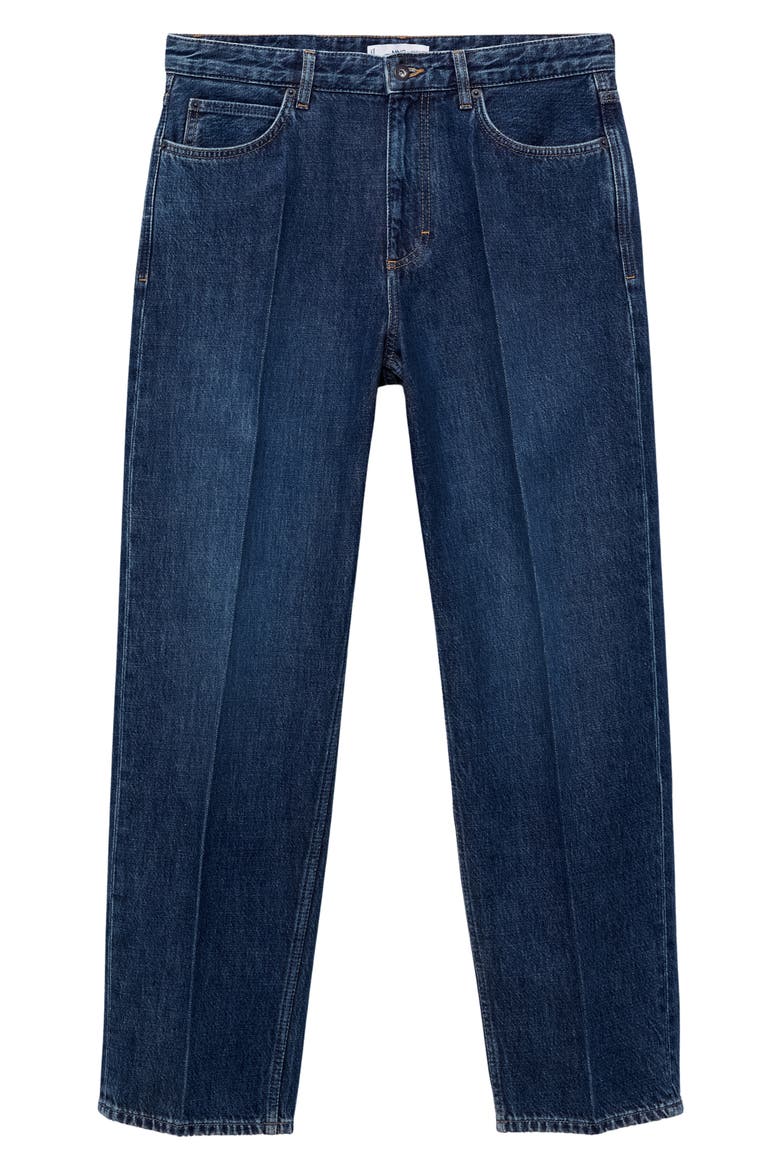 Creased Relaxed Fit Jeans, Alternate, color, DARK BLUE