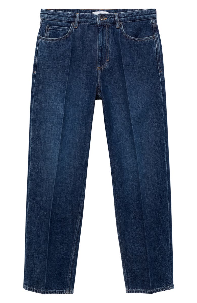 MANGO Creased Relaxed Fit Jeans, Alternate, color, Dark Blue