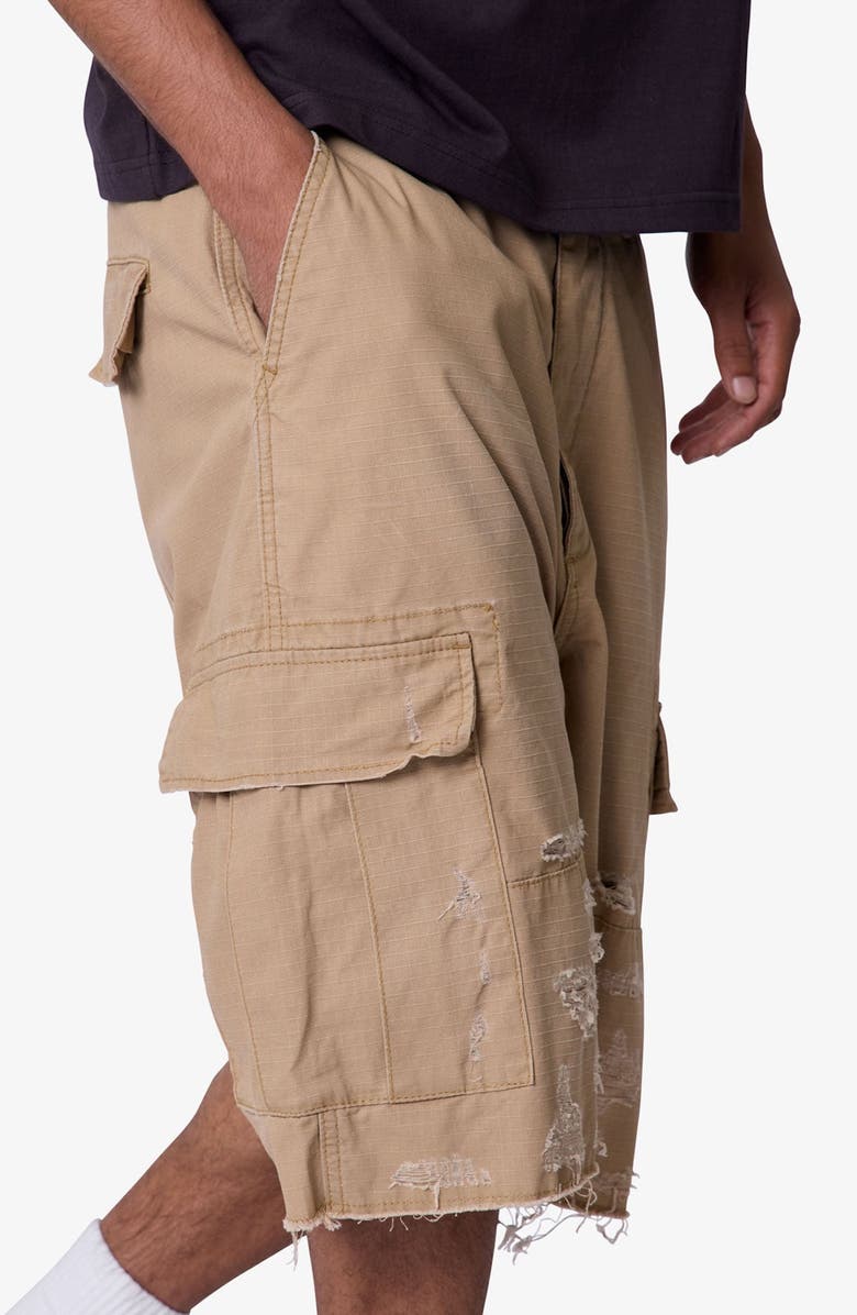 mnml Baggy Distressed Cargo Shorts, Alternate, color, Washed Khaki
