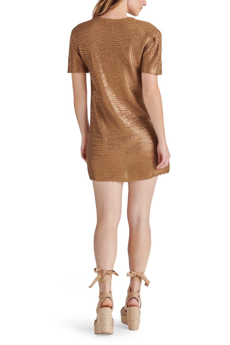 Santana Metallic Knit Minidress, Alternate, color, CARAMEL CAFE