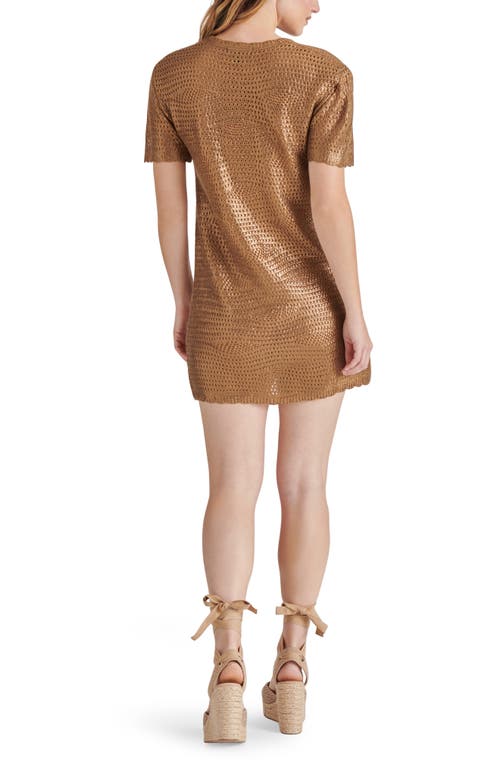 Steve Madden Santana Metallic Knit Minidress In Caramel Cafe