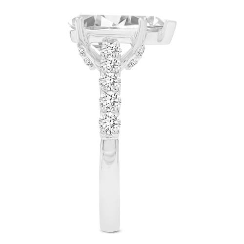 Luvmyjewelry Iris 14k Gold Pear Shaped Lab Grown Diamond Hidden Halo Ring In 14k White Gold