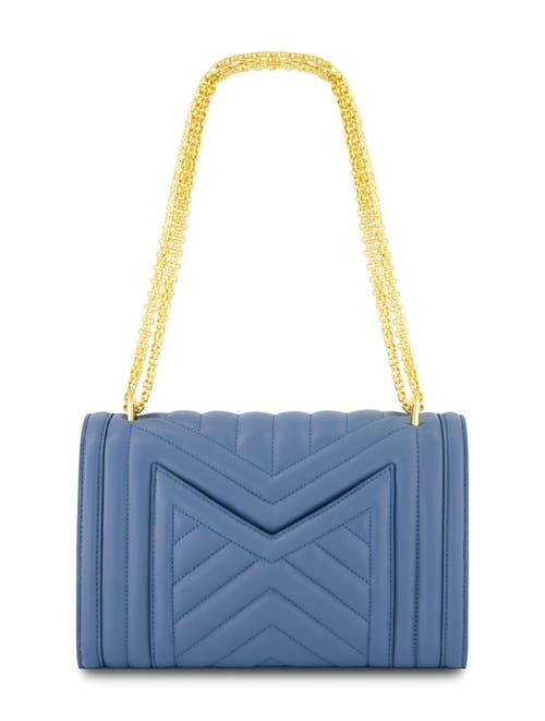 Mac Duggal Gold Chain Quilted Napa Leather Handbag In Twilight