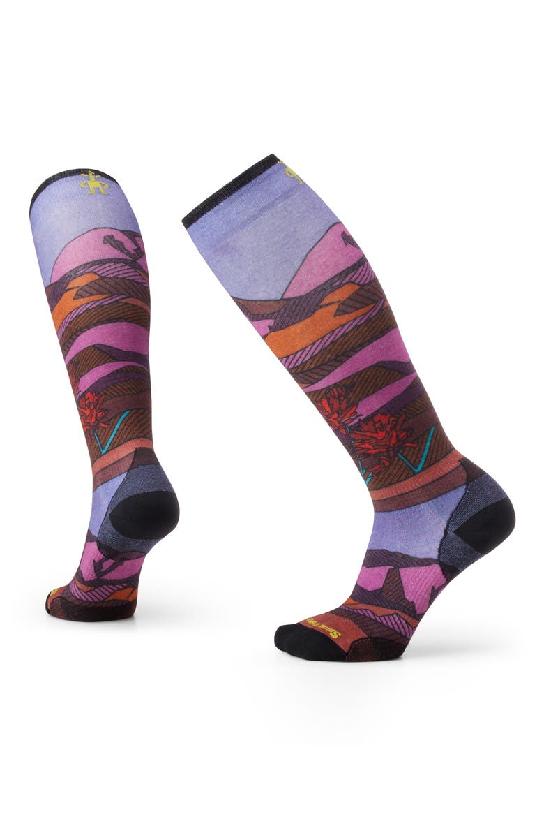 Ski Zero Cushion Floral Knee High Socks, Alternate, color, PICANTE
