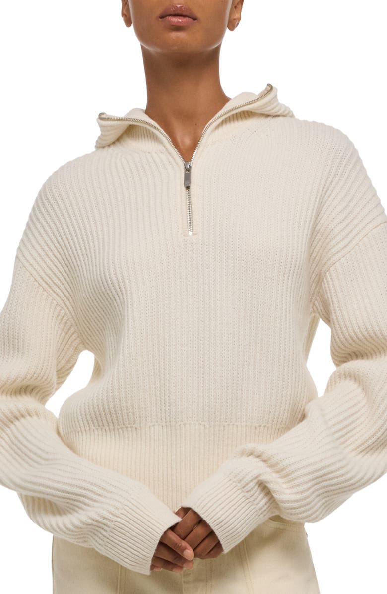 Helmut Lang Balaclava Quarter Zip Hoodie, Alternate, color, Ivory