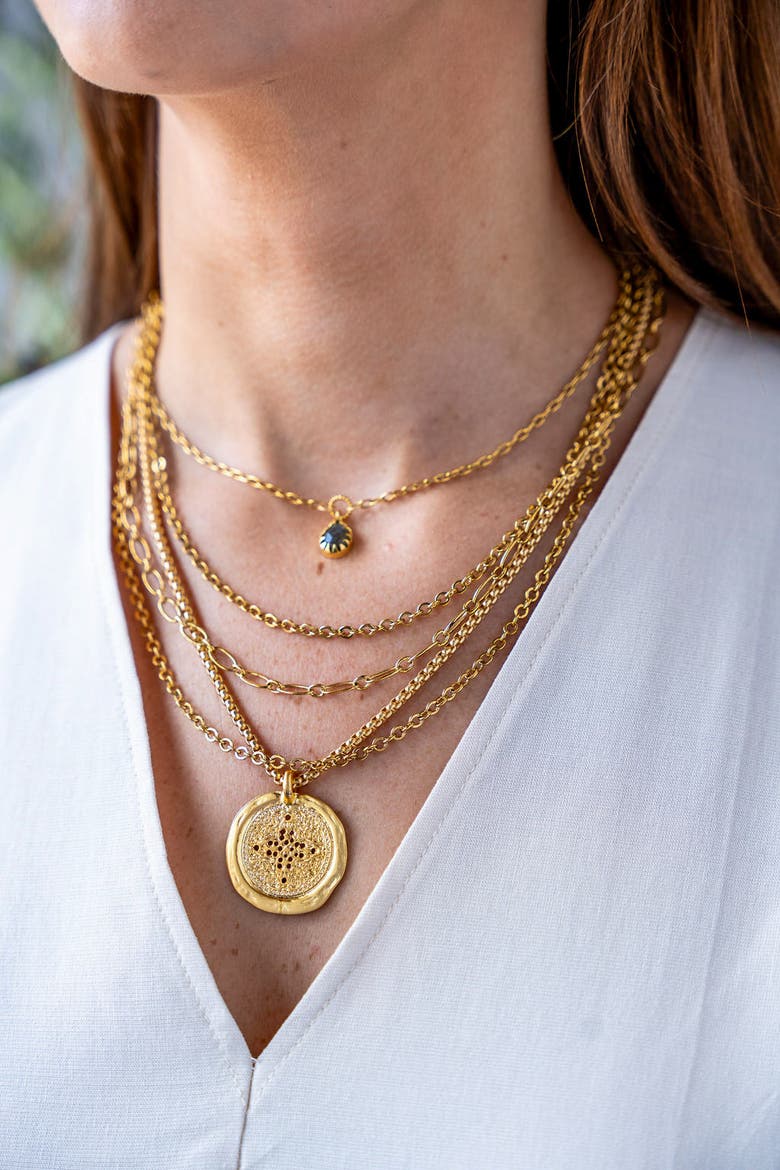 Matte Gold Filigree Coin Necklace, Alternate, color, Matte Gold