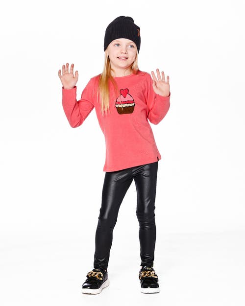 Deux Par Deux Organic Cotton T-shirt With Cupcake In Orange
