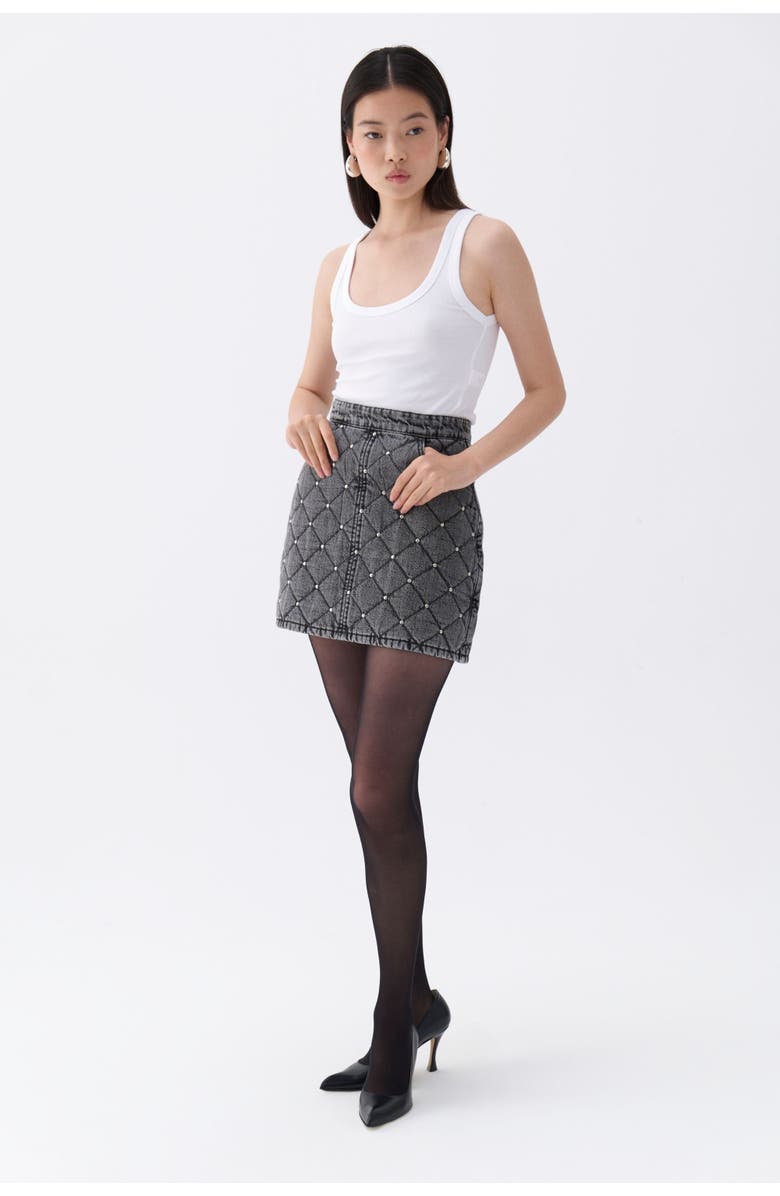 Nocturne Quilted Jean Skirt, Alternate, color, 