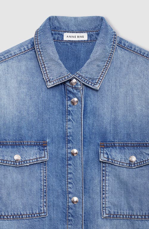 Anine Bing Womens Baltic Blue Paxton Oversized Denim Shirt