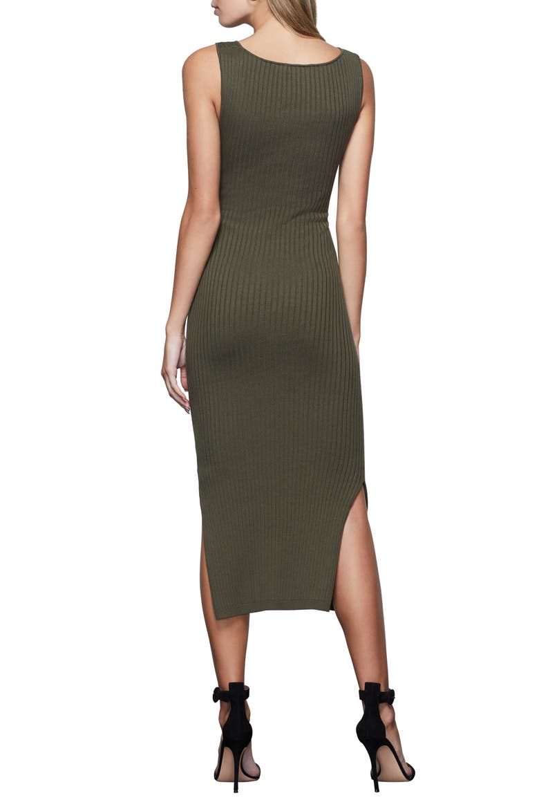 Rib Knit Tie Waist Midi Dress, Alternate, color, SAGE01