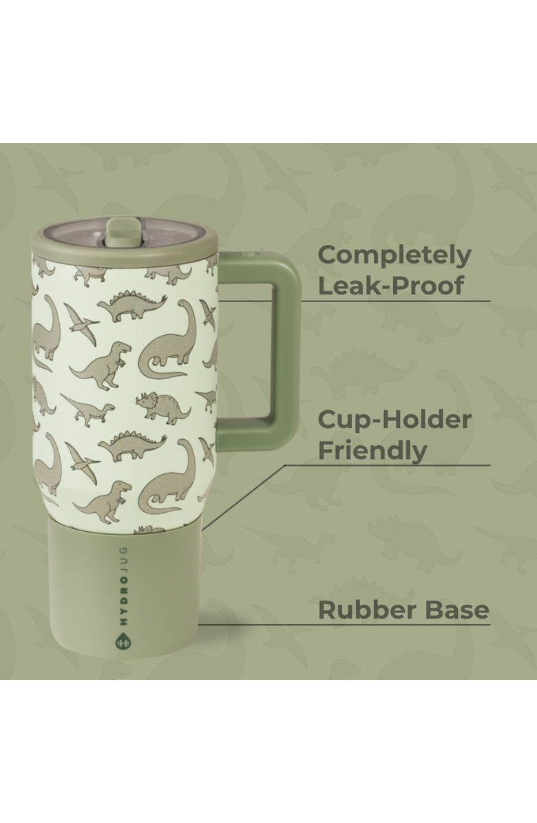 HydroJug Insulated Kids Water Bottle 20oz with Flip Straw & Handle - Leak-Proof & Durable, Alternate, color, Dinosaur