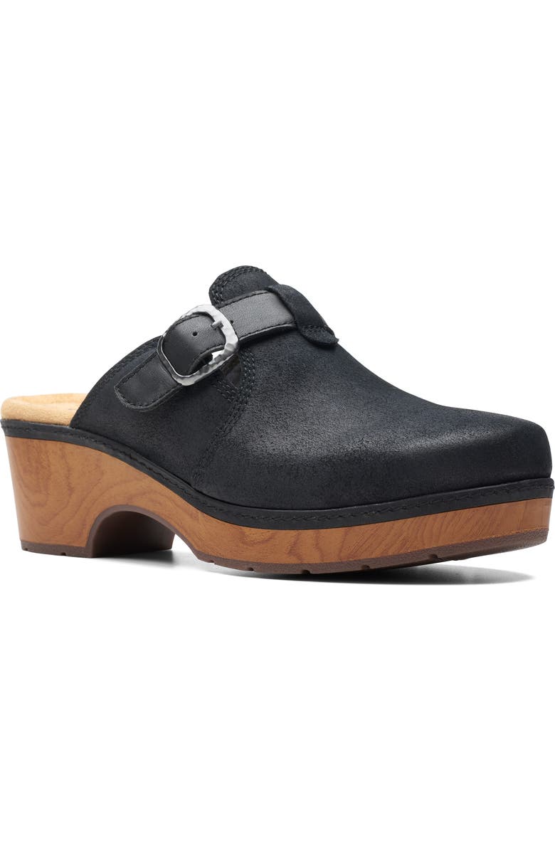 Clarks<sup>®</sup> Paizlee Nora Clog - Wide Width Available, Main, color, Black Suede