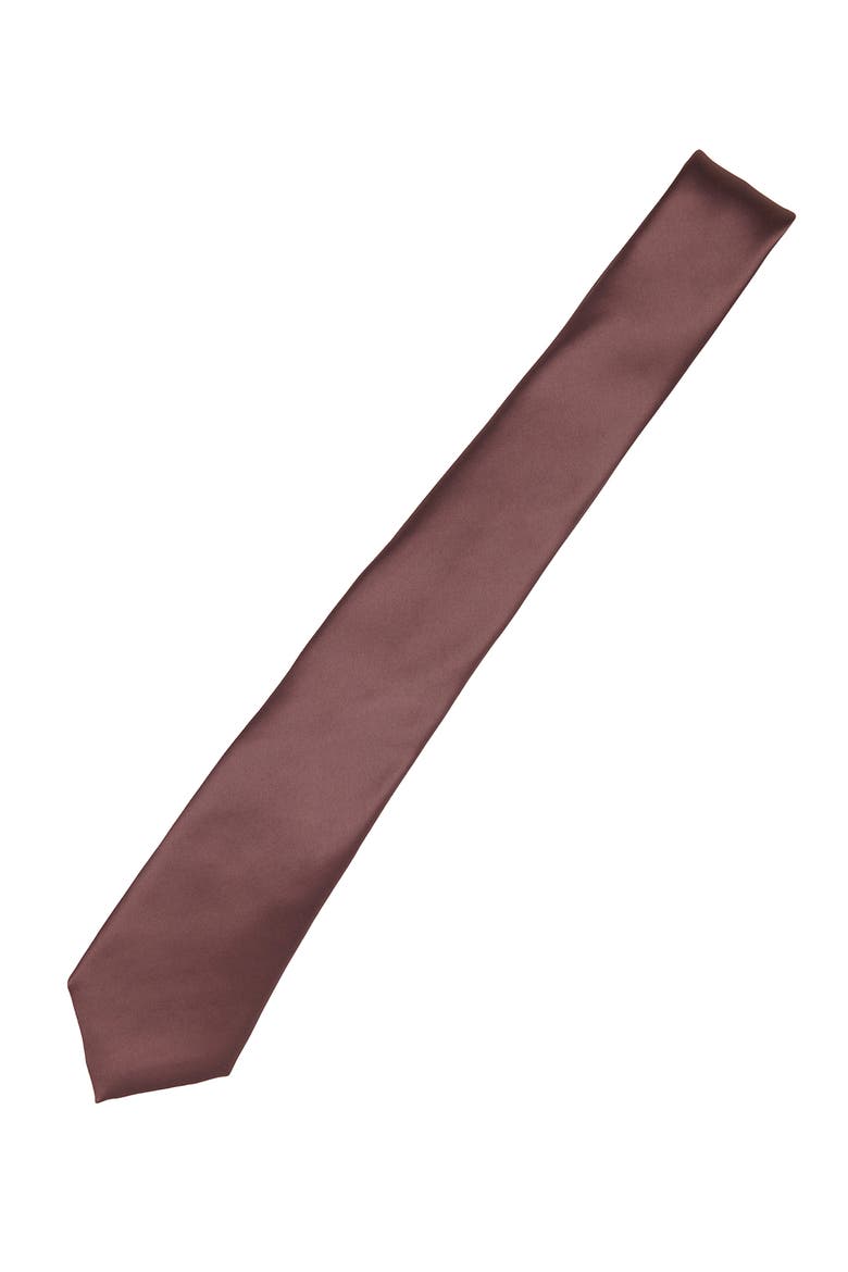 Men's Solid Satin X-Long Tie, Alternate, color, DARK MAUVE