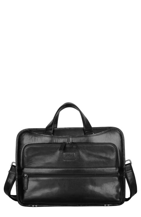 Leather Triple Compartment Briefcase