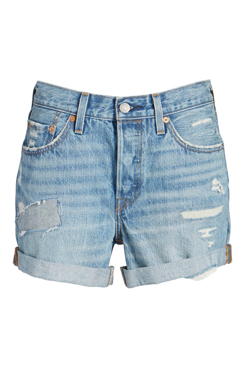 Levi's® 501 Long Denim Shorts, Alternate, color, HIGHWAY BLUES