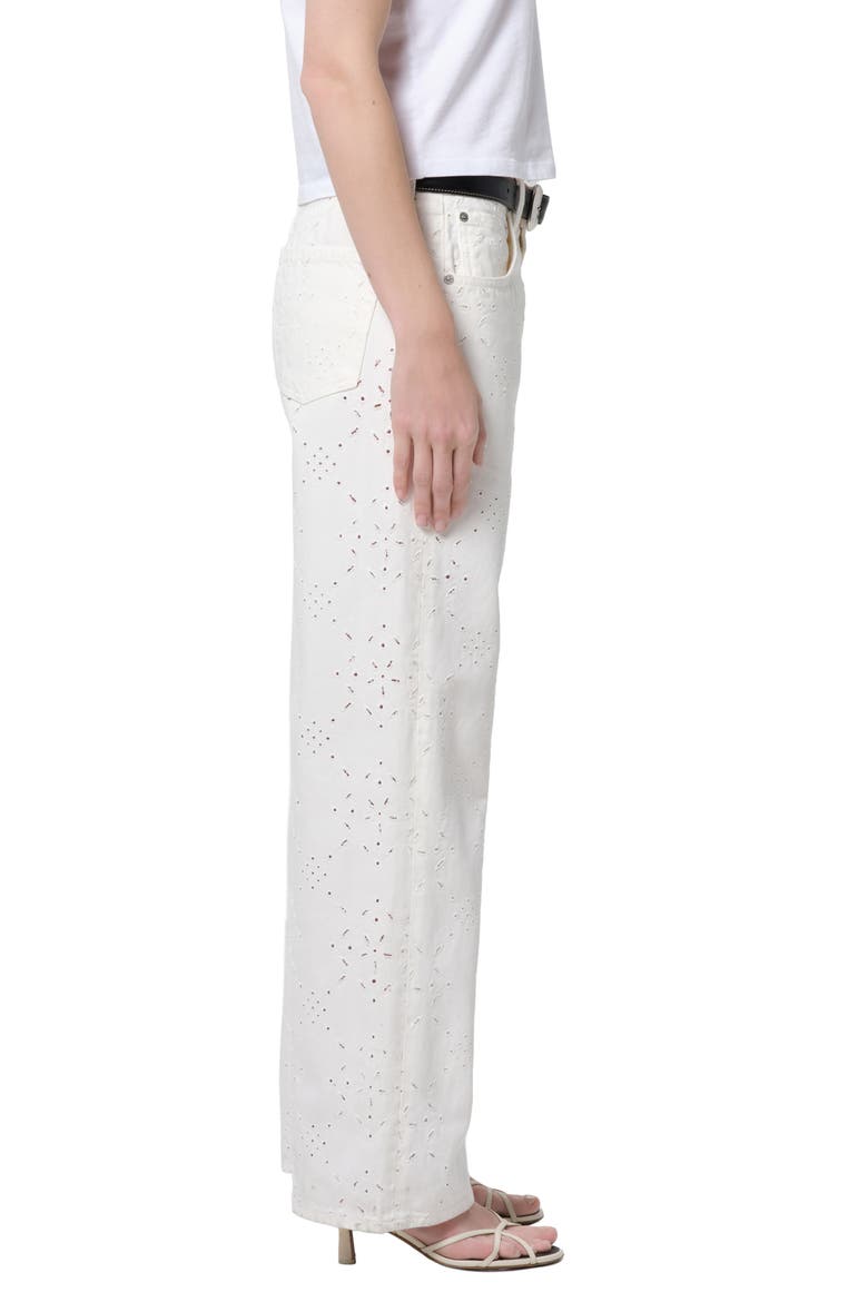 Lindz Eyelet Low Rise Easy Straight Leg Jeans, Alternate, color, BLANC SOFT WHITE