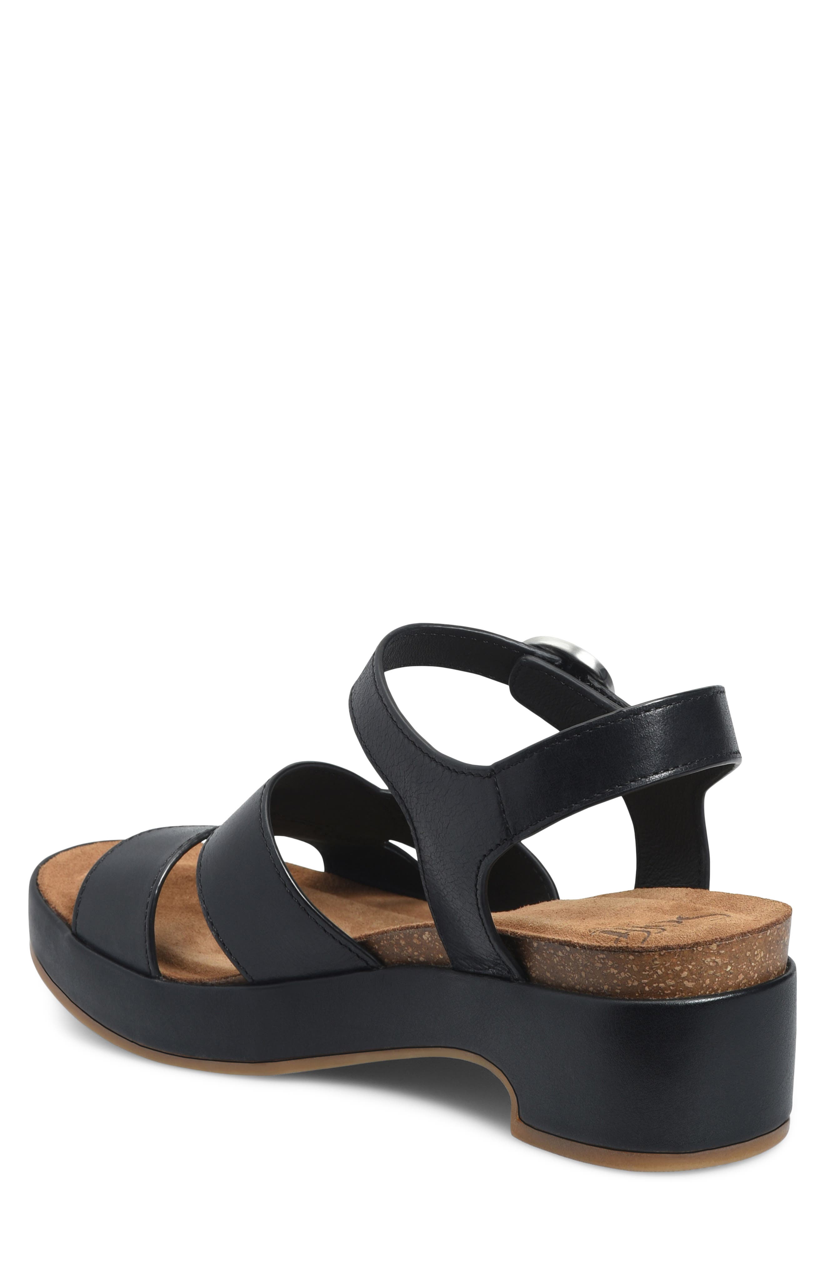 Söfft Capri Ankle Strap Platform Sandal, Alternate, color, Black/ Black Leather