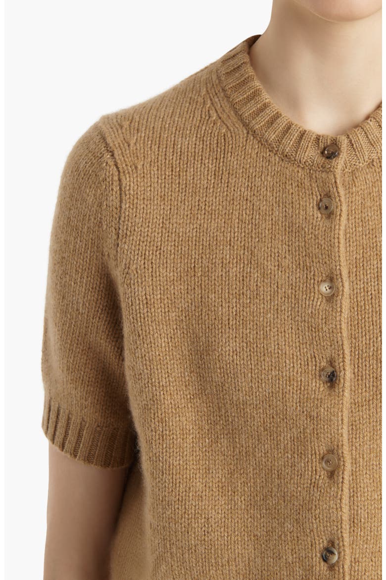 The Nora Short Sleeve Cashmere Cardigan, Alternate, color, BISCOTTI