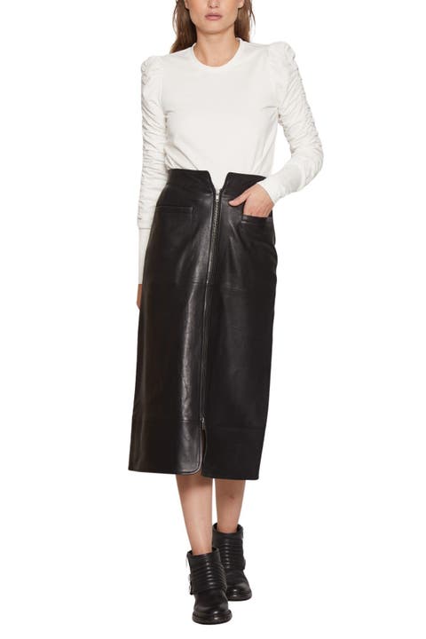 Dot Ruched Long Sleeve Top