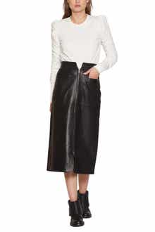 Walter Baker Dot Ruched Long Sleeve Top