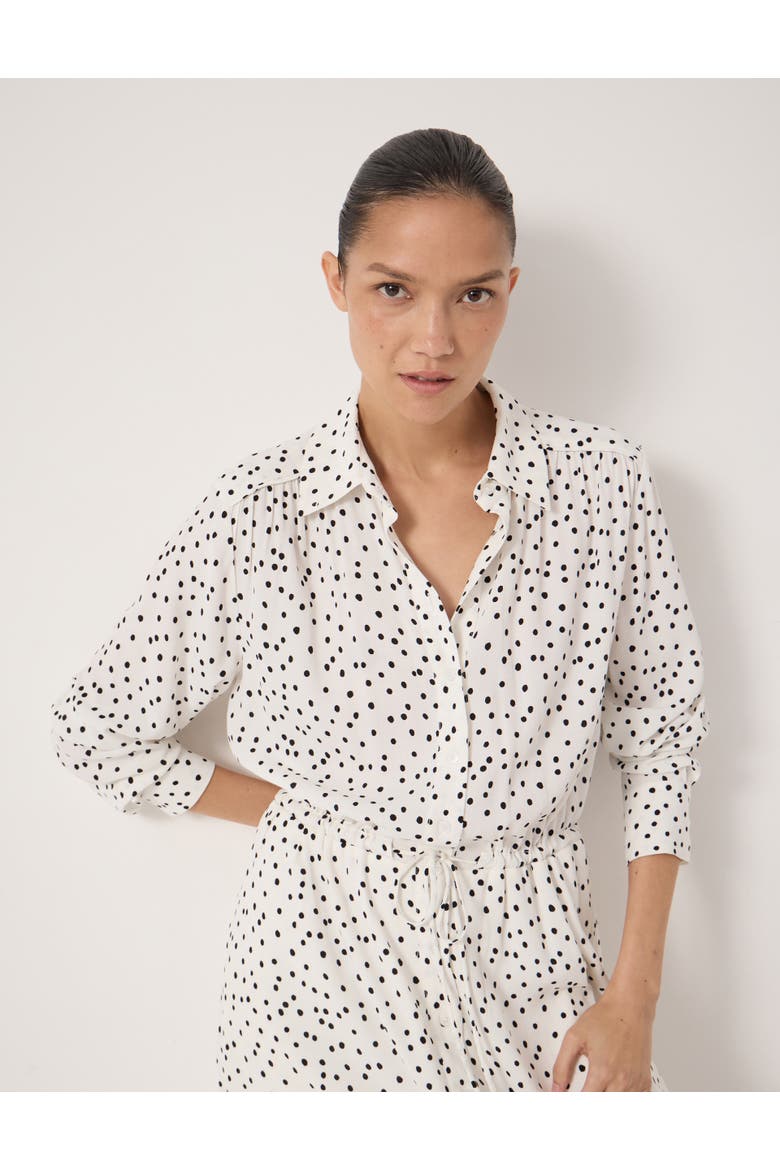 Rosey Polka Dot Midi Shirt Dress, Alternate, color, Tiny Polka Dot White