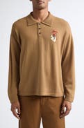 Bode Cowboy Appliqué Merino Wool Polo Sweater
