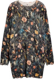 R13 Distressed Floral Grunge Sweater Dress