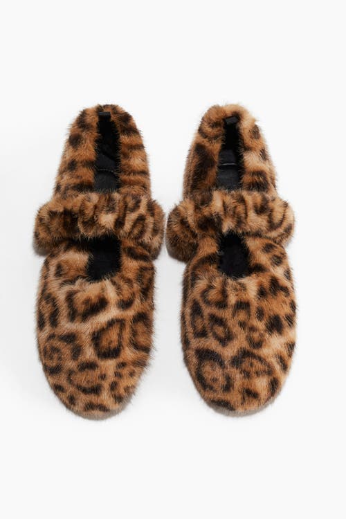H&M Fluffy Slippers in Beige/leopard Print at Nordstrom, Size 9