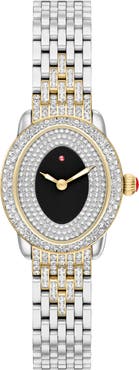 MICHELE Serein Oval Noir Gloss Diamond Swiss Movement Bracelet Watch