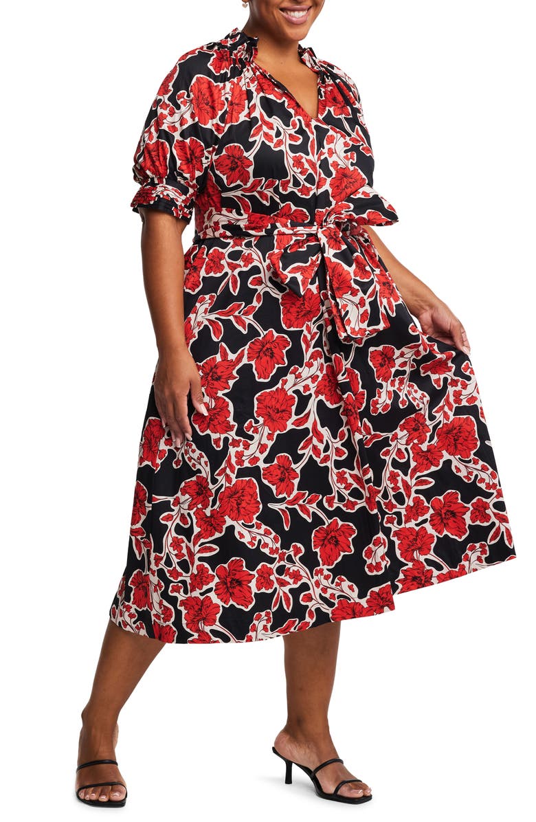 Estelle Wallflower Print Midi Dress, Alternate, color,
