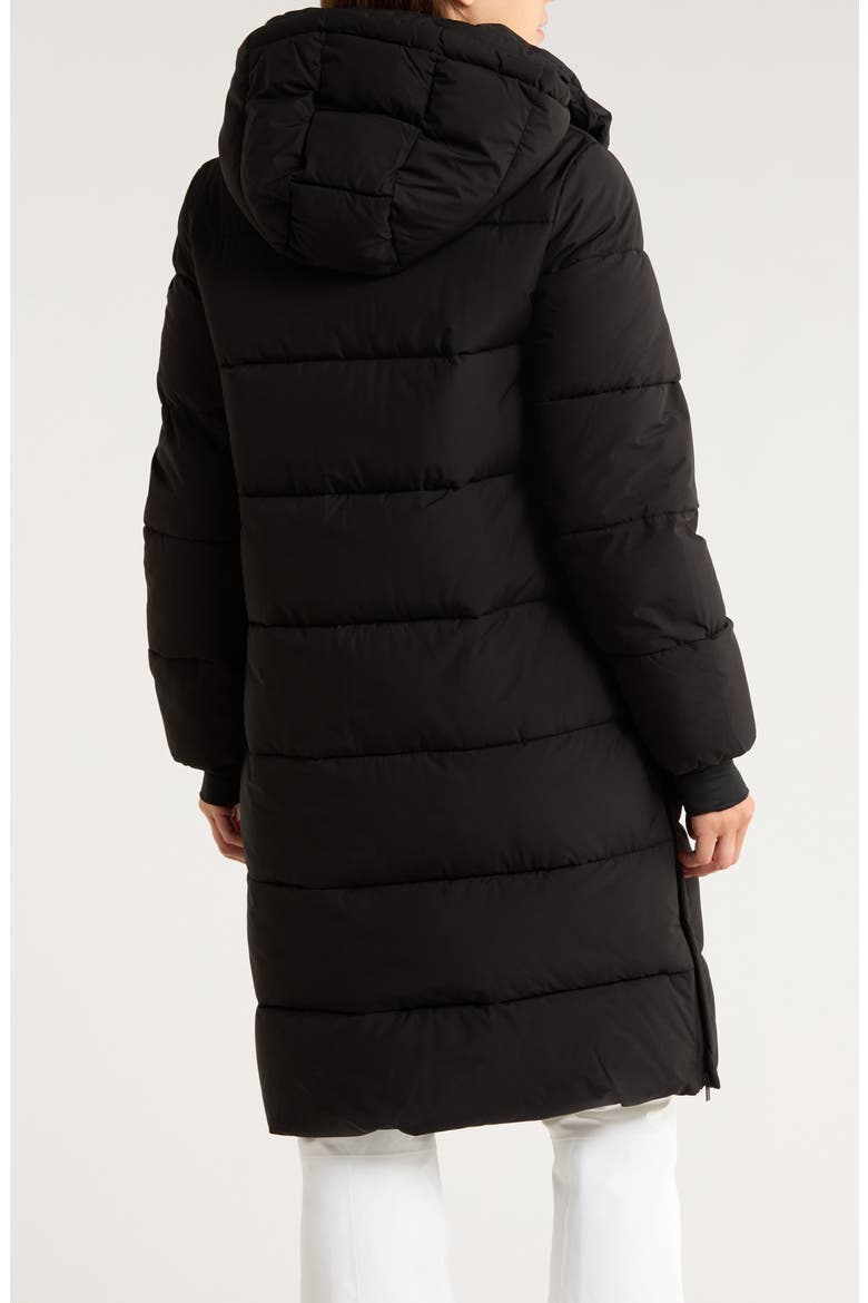 Pillow 3/4 Hooded Longline Puffer Coat, Alternate, color, BLACK