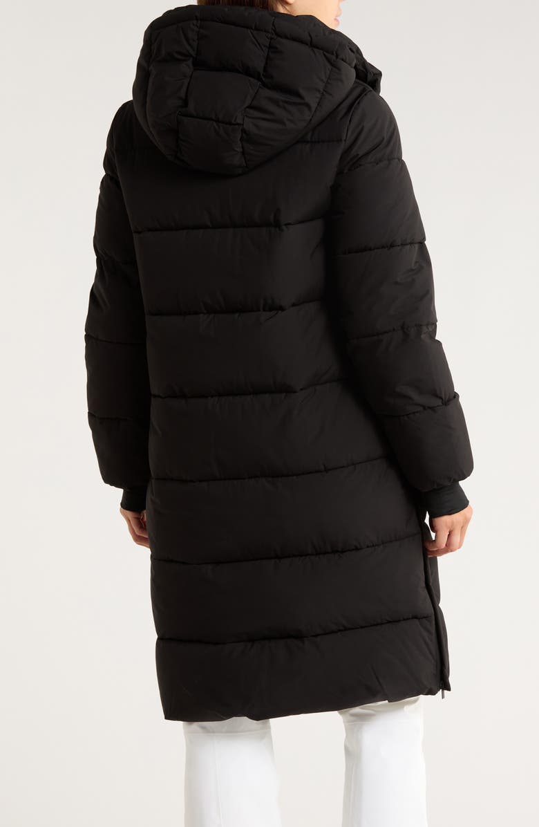 BCBGeneration Pillow 3/4 Hooded Longline Puffer Coat, Alternate, color, Black