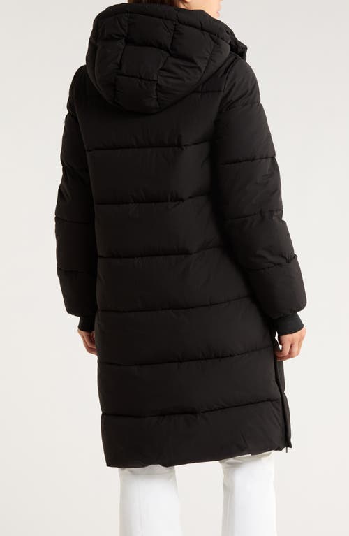 Bcbgeneration Pillow 3/4 Hooded Longline Puffer Coat In Black